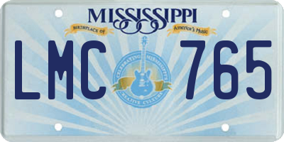 MS license plate LMC765