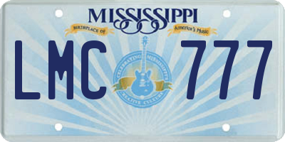 MS license plate LMC777