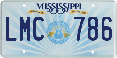 MS license plate LMC786