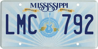 MS license plate LMC792