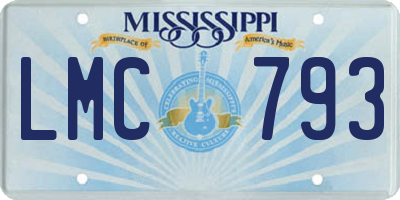 MS license plate LMC793