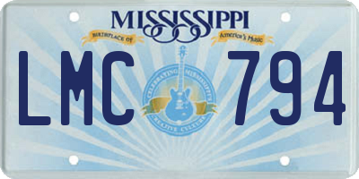 MS license plate LMC794