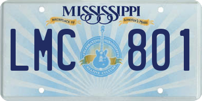 MS license plate LMC801