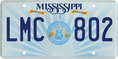 MS license plate LMC802