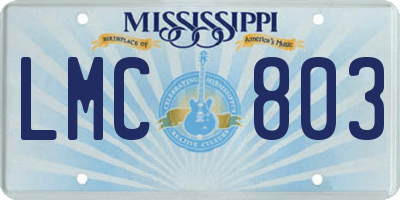 MS license plate LMC803