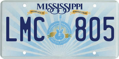 MS license plate LMC805