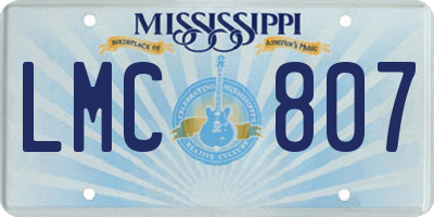 MS license plate LMC807