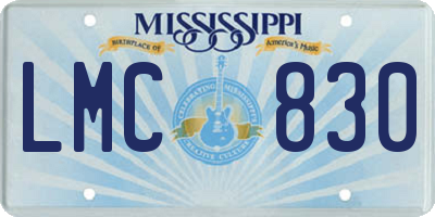 MS license plate LMC830