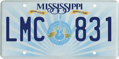 MS license plate LMC831