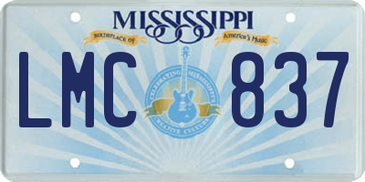 MS license plate LMC837