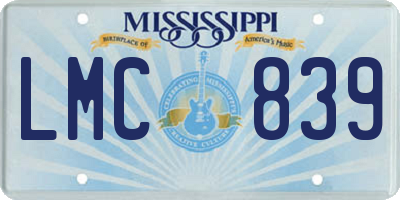 MS license plate LMC839
