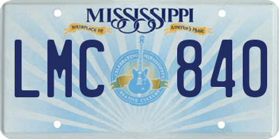 MS license plate LMC840