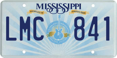 MS license plate LMC841