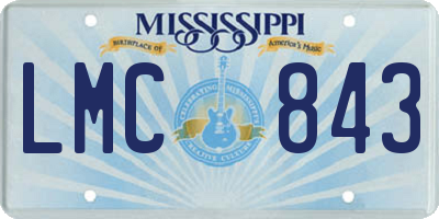 MS license plate LMC843