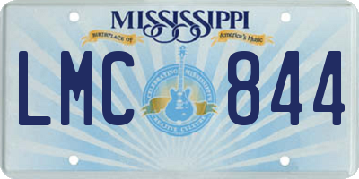 MS license plate LMC844