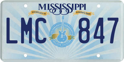 MS license plate LMC847