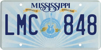 MS license plate LMC848