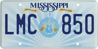 MS license plate LMC850
