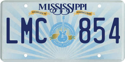 MS license plate LMC854