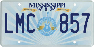 MS license plate LMC857