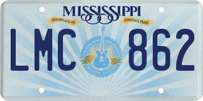 MS license plate LMC862