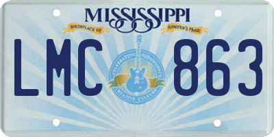 MS license plate LMC863