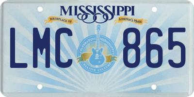 MS license plate LMC865