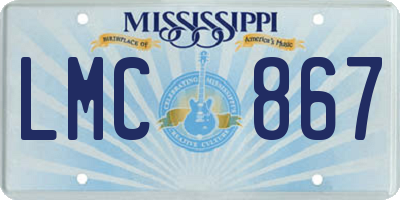 MS license plate LMC867