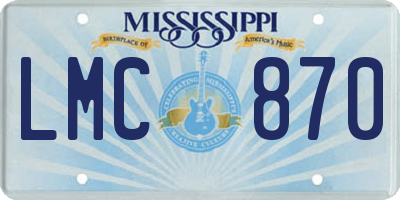 MS license plate LMC870