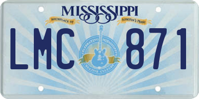 MS license plate LMC871