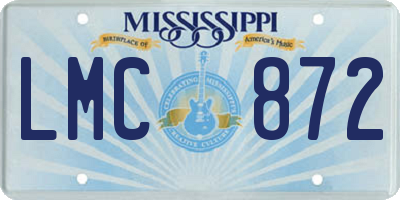 MS license plate LMC872