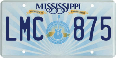 MS license plate LMC875