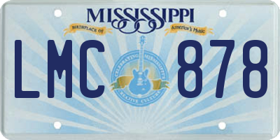 MS license plate LMC878