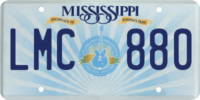 MS license plate LMC880