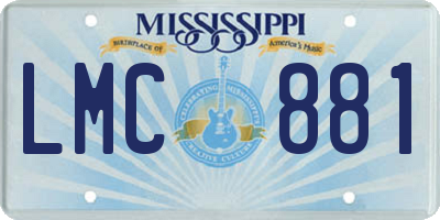 MS license plate LMC881