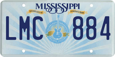 MS license plate LMC884