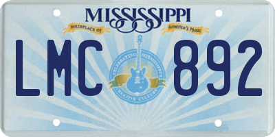 MS license plate LMC892