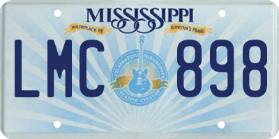 MS license plate LMC898