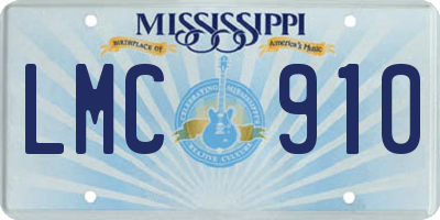MS license plate LMC910