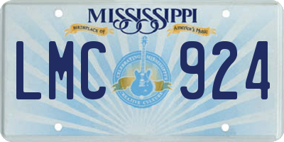 MS license plate LMC924