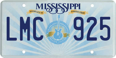 MS license plate LMC925