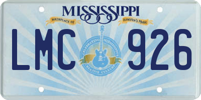MS license plate LMC926