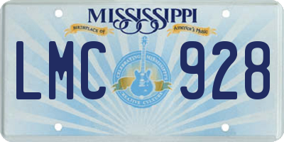MS license plate LMC928