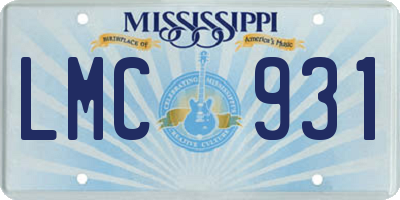 MS license plate LMC931