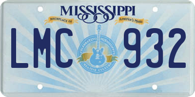 MS license plate LMC932