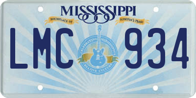MS license plate LMC934