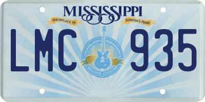 MS license plate LMC935