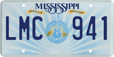 MS license plate LMC941