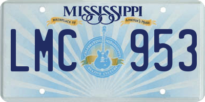 MS license plate LMC953