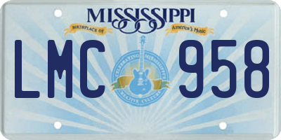 MS license plate LMC958